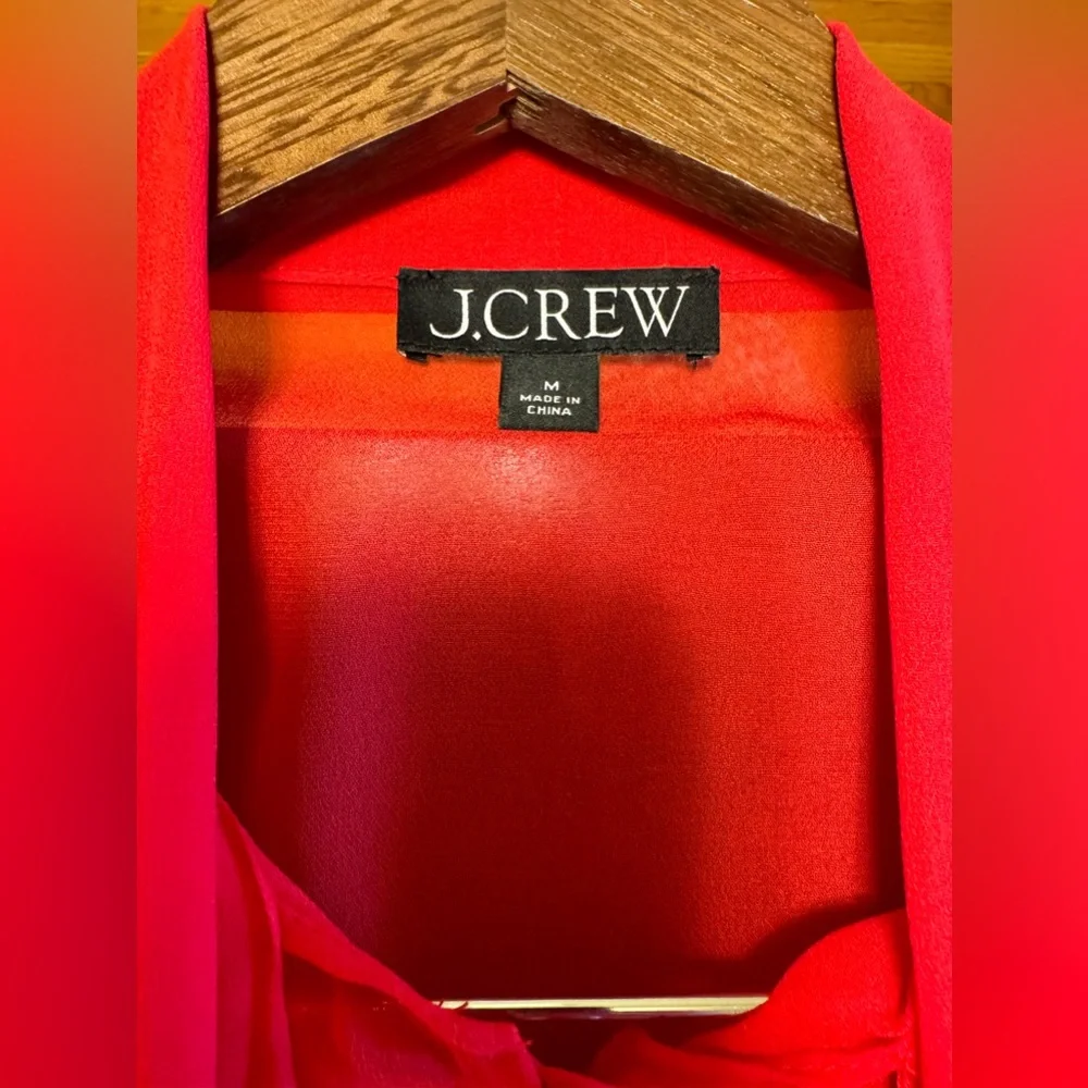 NWOT. J. Crew Tie-neck button-up top in sheer chiffon - Picture 4 of 7